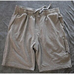 LEG3ND Men's Gray Athletic Shorts Drawstring Elastic Waist Pockets Zip Pockets S